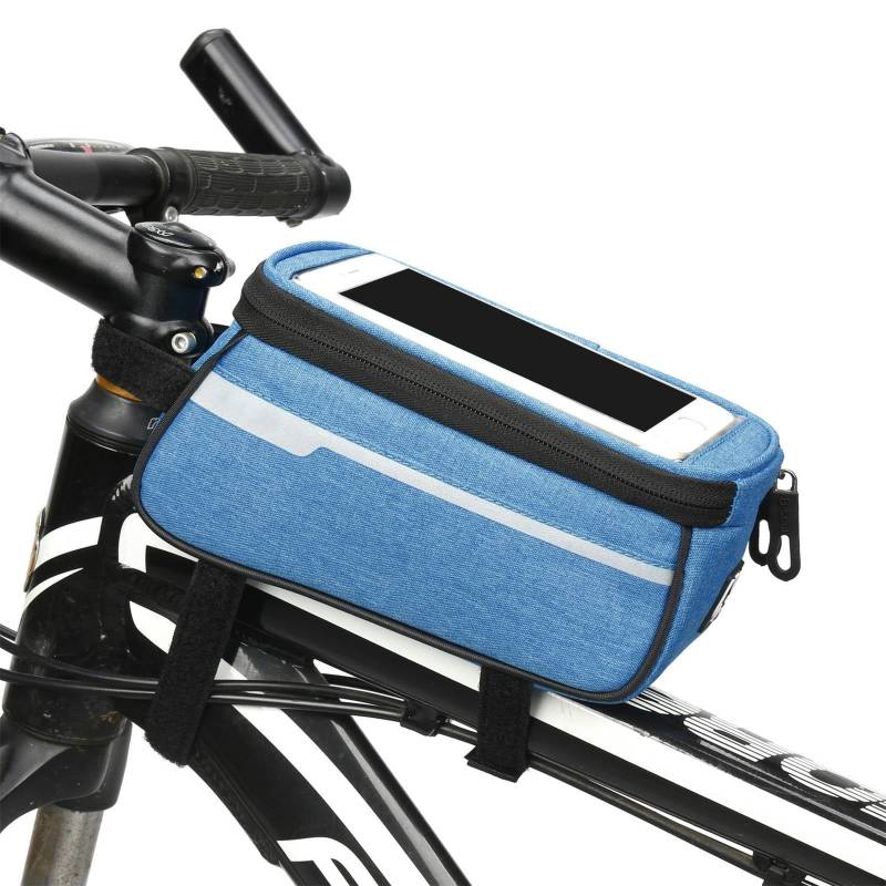 keynoyin Mountainbike-Vorderträgertasche, Outdoor-Reitausrüstung, Satteltasche, Schlauchtasche – Blau – 21 x 9 x 10,5 cm von keynoyin