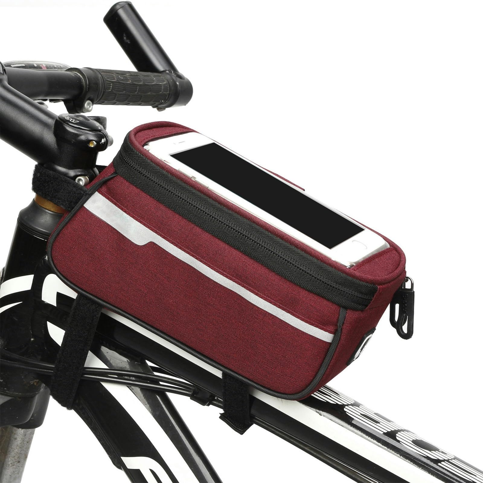 keynoyin Mountainbike-Vorderträgertasche, Outdoor-Reitausrüstung, Satteltasche, Schlauchtasche – Rot – 21 x 9 x 10,5 cm von keynoyin