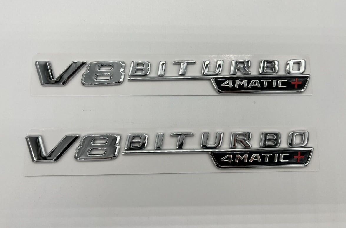 2 V8 BITURBO 4matic Emblem Aufkleber. für Mercedes Benz AMG GT S ML SL Klasse CLA GLA SLK SLS CLS W220 (Chrom) von keyscover