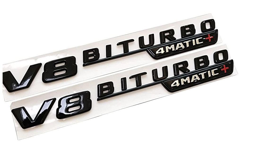 2 V8 BITURBO 4matic Emblem Aufkleber. für Mercedes Benz AMG GT S ML SL Klasse CLA GLA SLK SLS CLS W220 (Schwarz) von keyscover