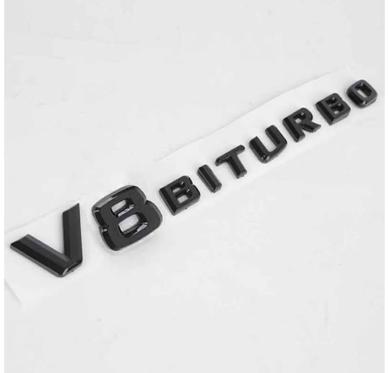 V8 Biturbo Schriftzug 3D Emblem Logo G63 S63 SL63 CL63 C63 CLS63 AMG (Schwarz) von keyscover