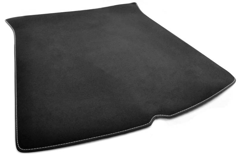 Kofferraum Matte Tesla Model Y Trunk Mat Velours Teppich (Ziernaht Weiß) Kofferraummatte Schutzmatte Schwarz von kh Teile