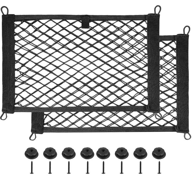 kingsea 2er-Pack große Netztaschen zur Aufbewahrung elastischer Netze, 25 x 60 cm Netztaschen zur Aufbewahrung von Netzen mit 8 Befestigungsschrauben für LKW, Wohnmobil, Boote von kingsea