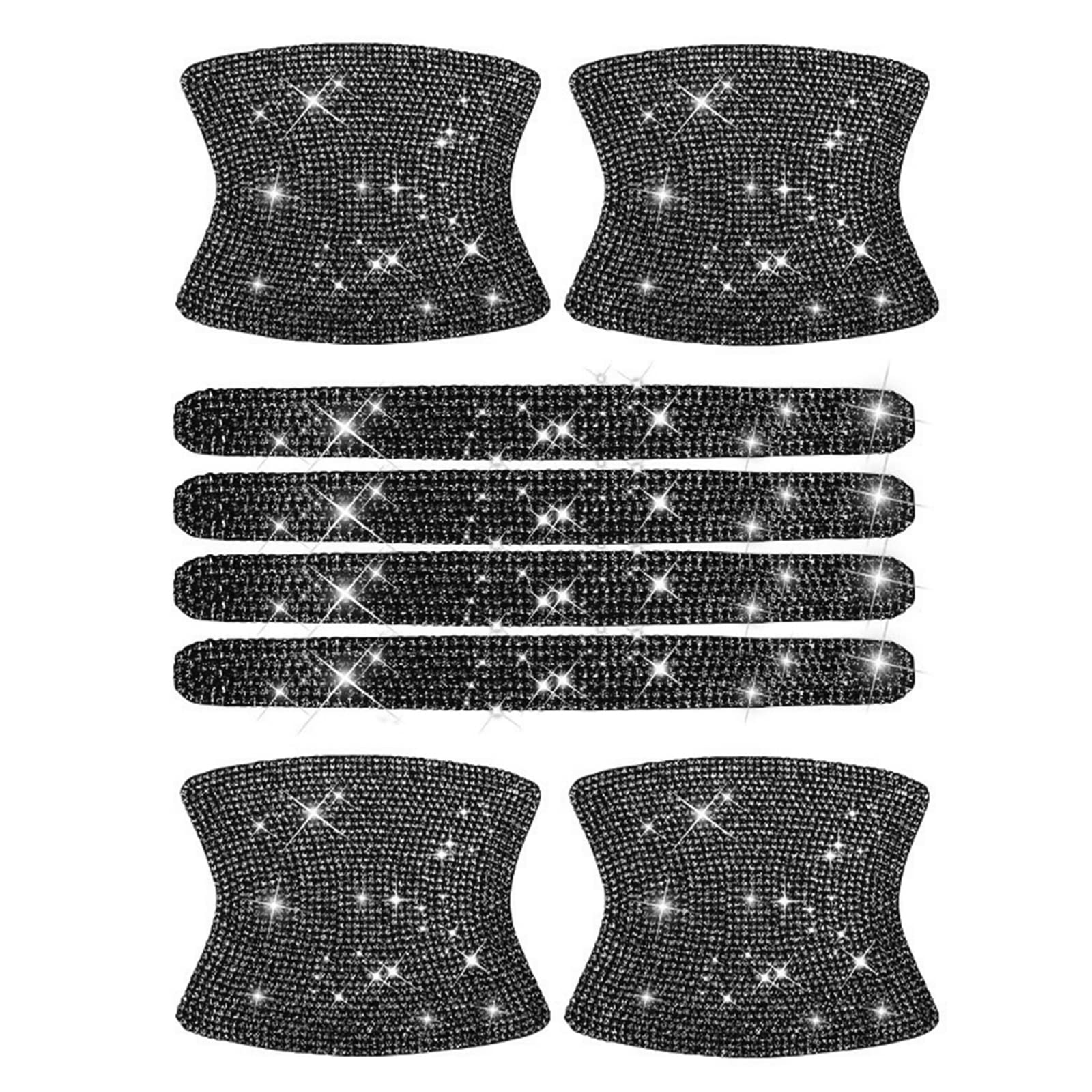 kingsea 8pcs Bling Auto Türgriff Schutz Aufkleber, Kristall Strass Glitter Auto Türgriffe Cup Kratzschutz Aufkleber Universal (Black) von kingsea