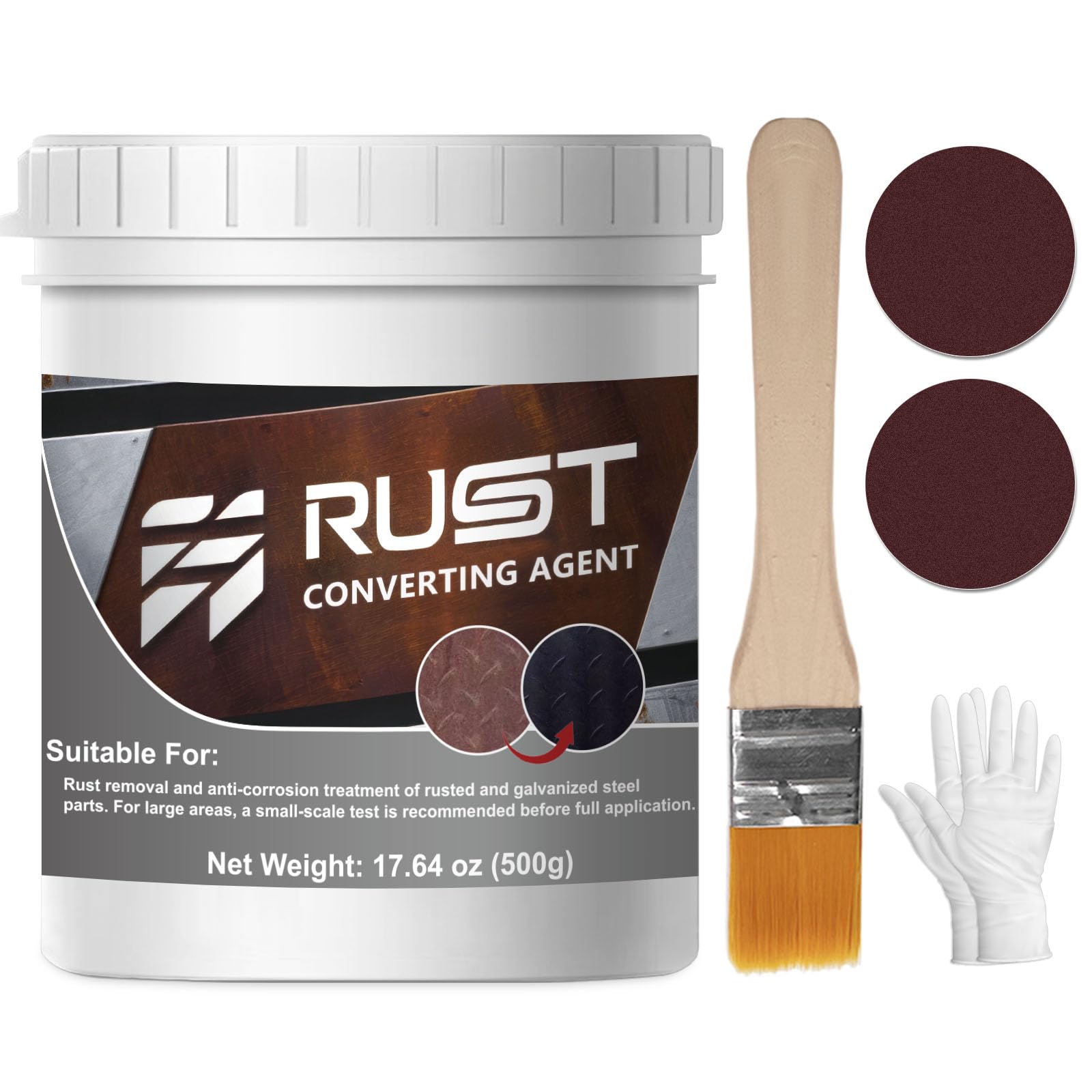 kintsukuroi 500 g Rostumwandler, Rostentferner für Metall, Anti-Rost-Farbe für Metall, Multifunktions-Metall-Rostentferner-Kit zum Umwandeln von Rost, Verhinderung von Rost und Korrosion von kintsukuroi