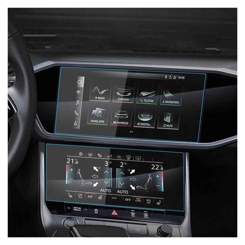 Auto Navi Folie Für A6 Für A7 2019-2024 Auto GPS Navigation Und Instrument Panel LCD Screen Schutz Film Gehärtetem Glas Schutz Auto Displayschutzfolie(Up and down) von kjjukrhfs