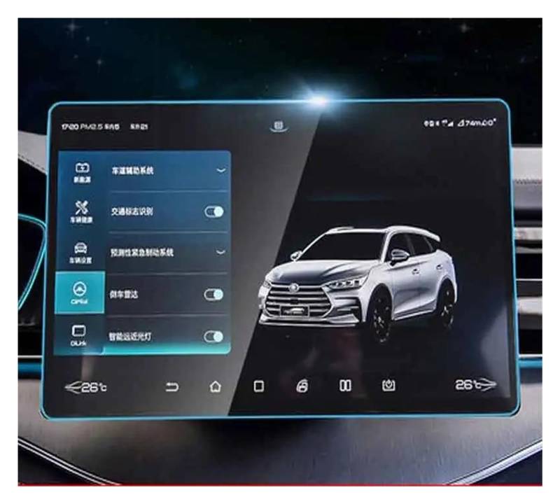 Auto Navi Folie Für BYD Für Tang EV 2021 12,8 Zoll 15,6 Zoll Auto GPS Navigation Bildschirm Gehärtetes Glas Schutz Film Auto Innen Scratch-resistan Auto Displayschutzfolie(for 12.8 inch) von kjjukrhfs