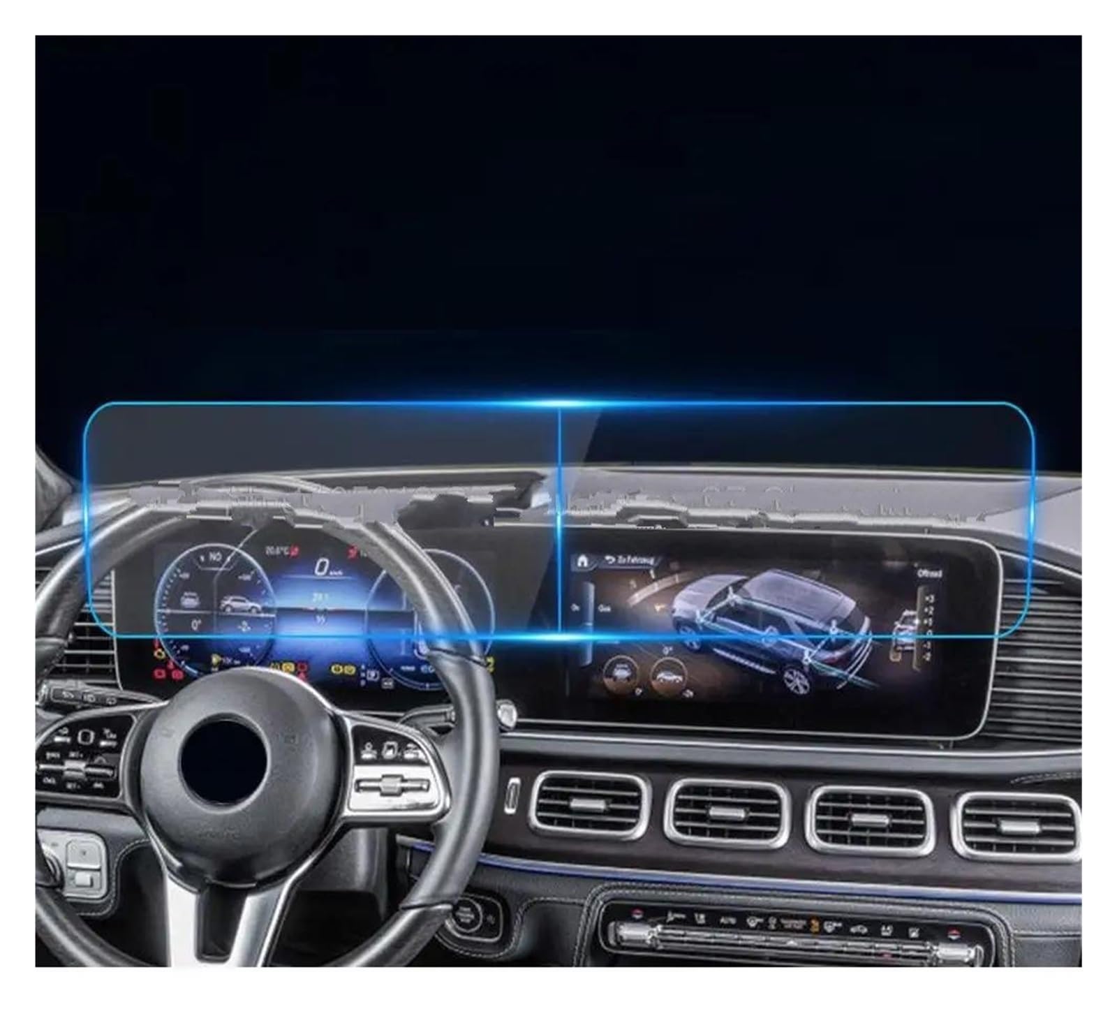 Auto Navi Folie Für Benz Für GLE 2020-2024 Für GLS GS Glas W167 V167 GLE350/450 X167 G463 G500 W222 Auto Navigation Gehärtetem Glas Film Auto Displayschutzfolie von kjjukrhfs