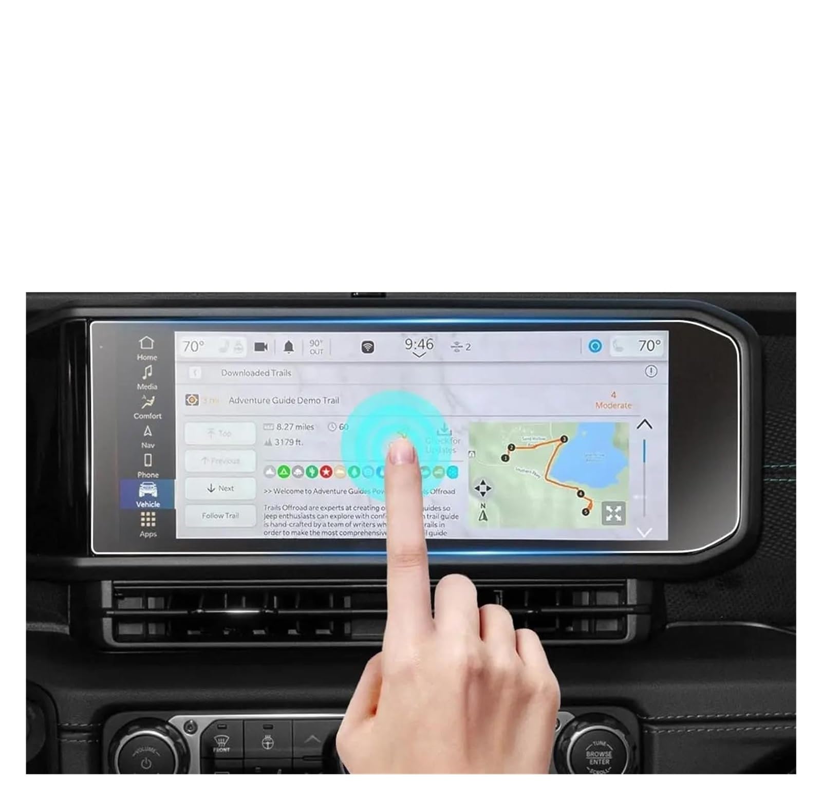 Auto Navi Folie Für Jeep Für Wrangler JL Für Gladiator JT 2024 Auto Gehärtetes Glas Touchscreen GPS Panel Innen Schutz Film Navigation Auto Displayschutzfolie von kjjukrhfs