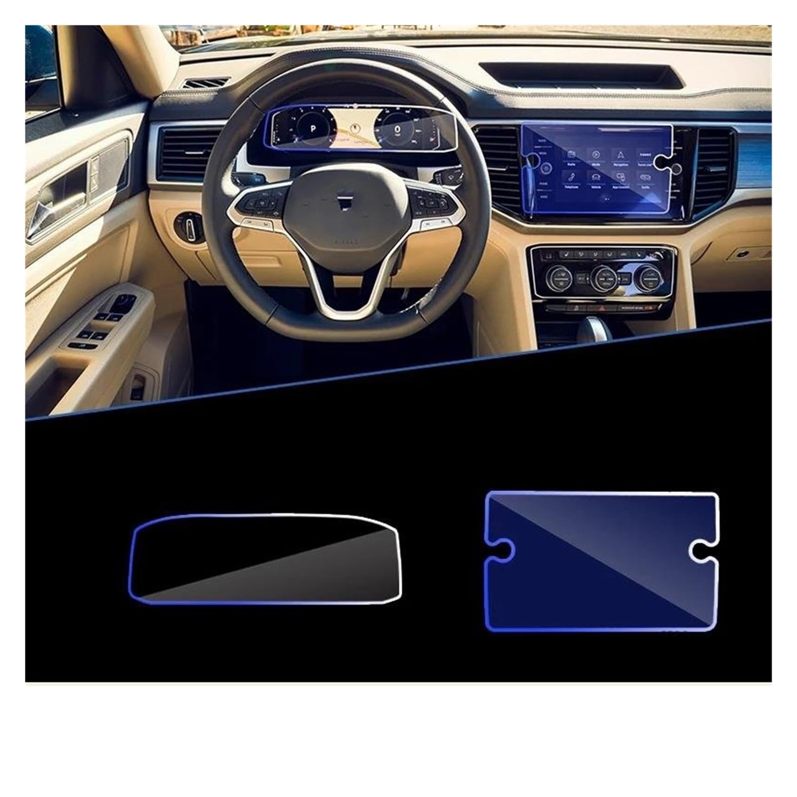 Auto Navi Folie Für VW Für T-Cro Für Taigun C11 2019 2020 2021 2022 Navigation Instrument Film Screen Protector Gehärtetem Glas Zubehör Auto Displayschutzfolie(Instrument and GPS) von kjjukrhfs