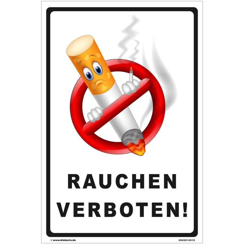 kleberio® Verbotsschild Rauchverbot Schild - Rauchen verboten! - lustig Hinweisschild Warnschild Nichtraucher No Smoking 30 x 45 cm gelocht von kleberio