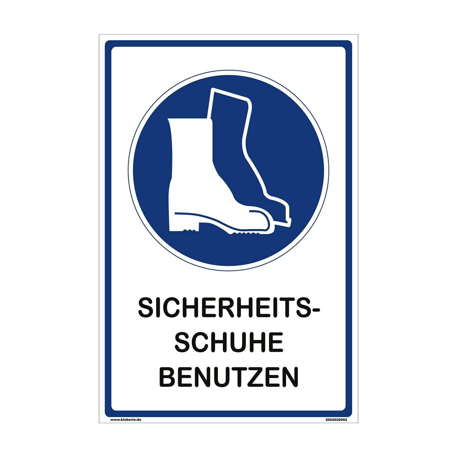 kleberio® Hinweisschild Labor - Sicherheitsschuhe benutzen - 30 x 45 cm Arbeitsschuhe Schutzschuhe Werkstatt Schild Chemie Fußschutz Sicherheits Schuhe Arbeiterschuhe S1 von kleberio