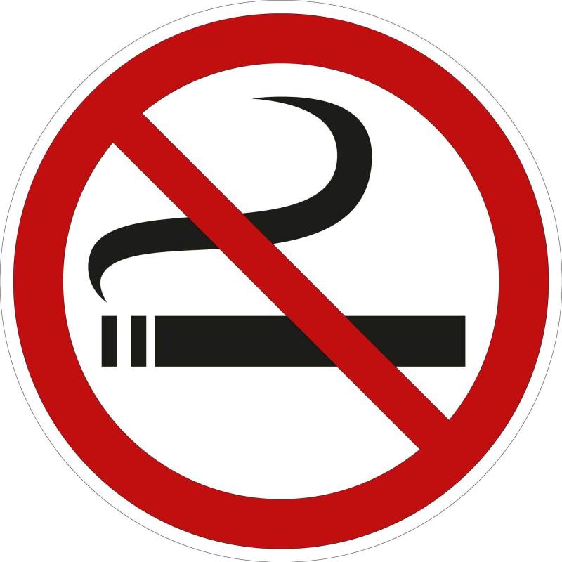 kleberio® Selbstklebende Aufkleber - Rauchen verboten - rund Nichtraucher Aufkleber Rauchverbot Schild No Smoking Aufkleber Verbotsschild Rauchen Schild Nichtraucher 5 cm 1 Stück von kleberio