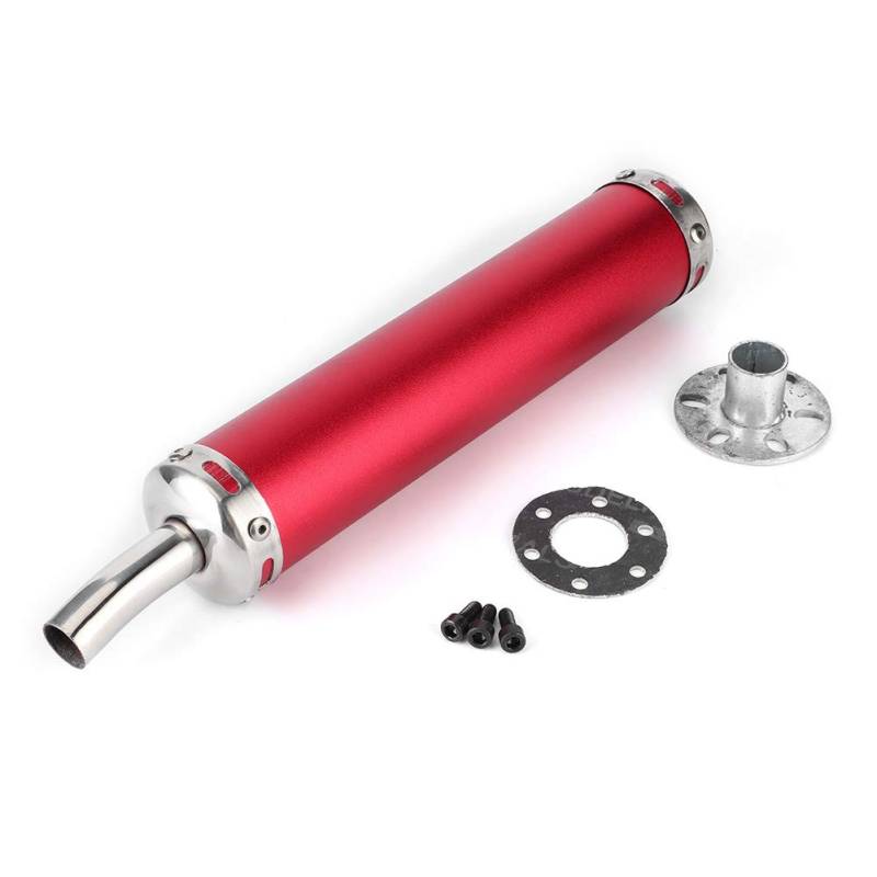 Auspuffschalldämpfer, 20 mm 0,8 Zoll 2-Taotorrad Edelstahl-Auspuffschalldämpfer Schalldämpfer Motorrad Modifiziertes Schalldämpferrohr(rot) von CHICHL