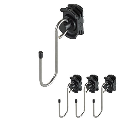 4 x Kerl Butler - Automotive Fitting mit Haken für Airlineschienen (z.B. LS-AL-10006, etc.), Endbeschlag, Stahl, schwarz-Silber von kuriershop