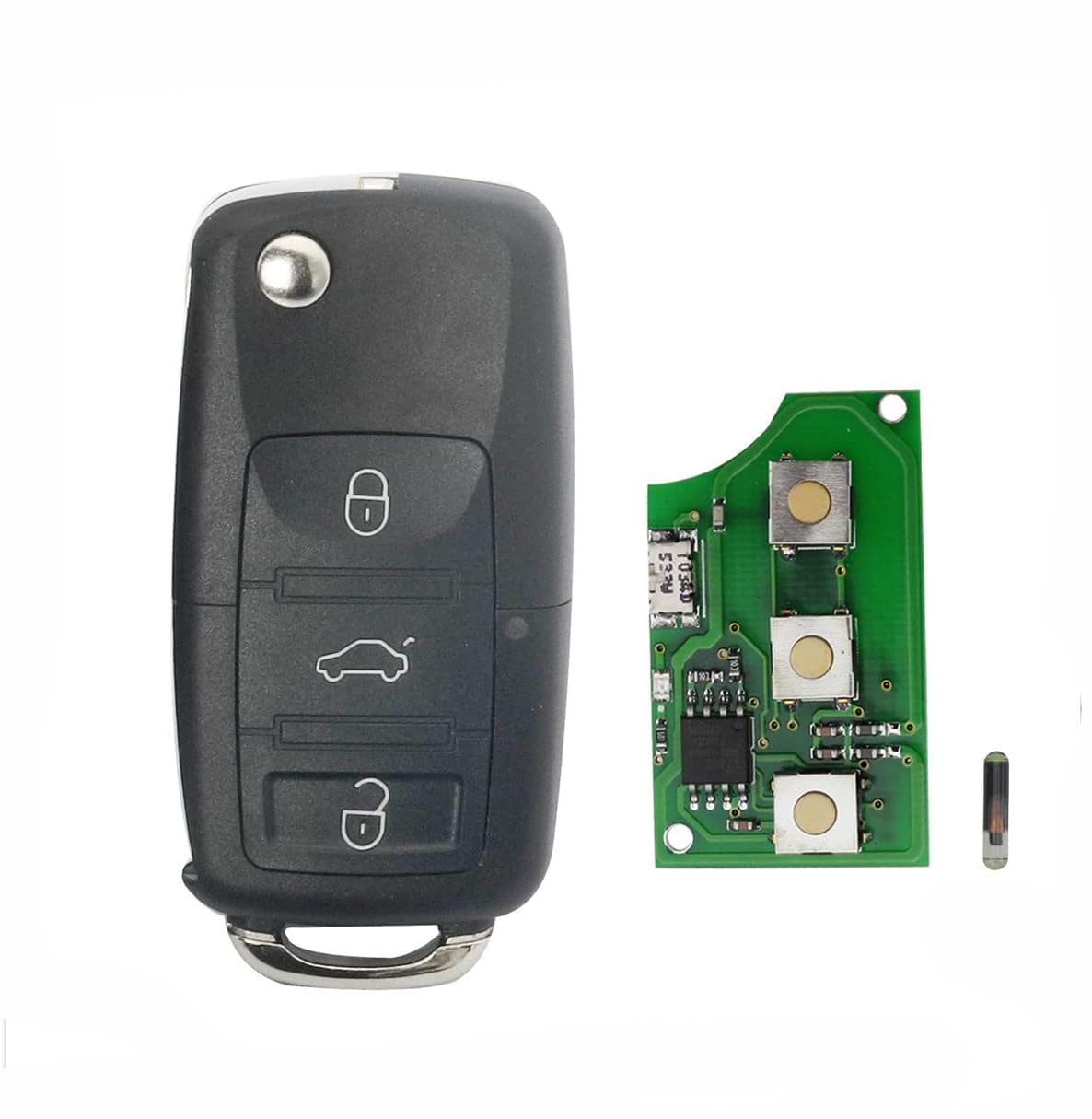 3 Tasten Flip Fernbedienung Auto Schlüsselanhänger Für VW Volkswagen Passat Polo Skoda Seat Polo Golf Beetle 1J0959753DA 434Mhz ID48 von kuyuansu