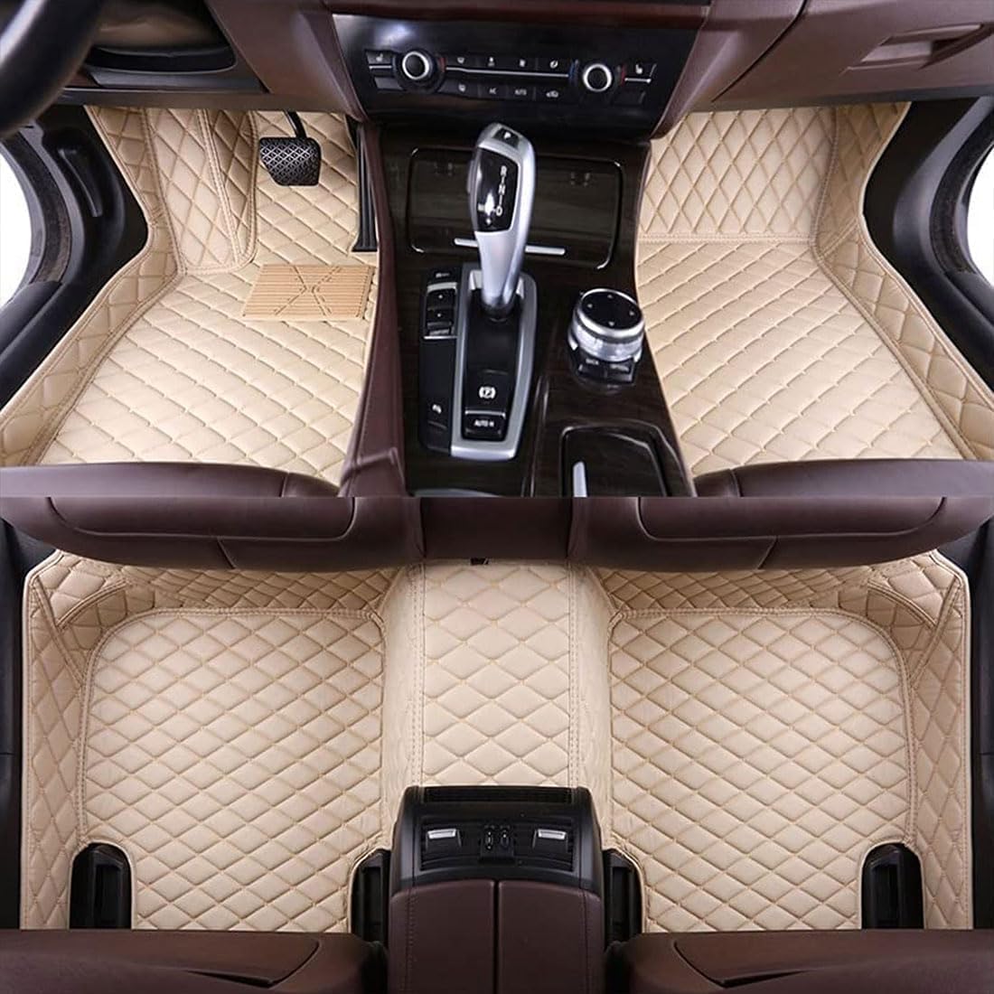 Maßgeschneiderte Autoleder Fußmatten für Cadillac SRX(7SEATs) 2004-2009, bieten vollen Schutz Luxus.,normal-normal-C/Black-Red von kvjcx
