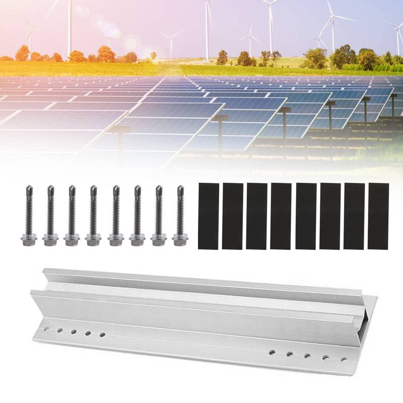 Aluminium-PV-Halterung mit Schiene,Solarpanel Alu Befestigungsschiene,Solarmodul Halterung, für Solar Photovoltaik (2 St. 30cm Schiene + 4 St. 30mm Seitenpresse) von kyaoayo