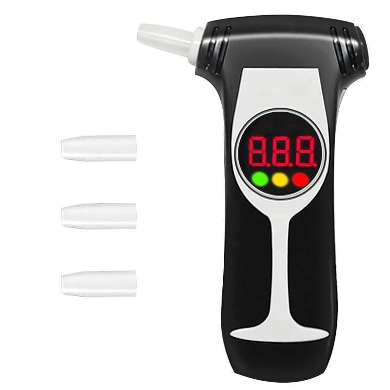 kyaoayo Alkoholtester, Atemalkoholmessgerät, Halbleiter Sensorik, Akkurater Professioneller Alkohol Tester mit LCD Bildschirm und Akustischem Alarm, Tragbar Alkoholtester mit 3 Mundstücke von kyaoayo