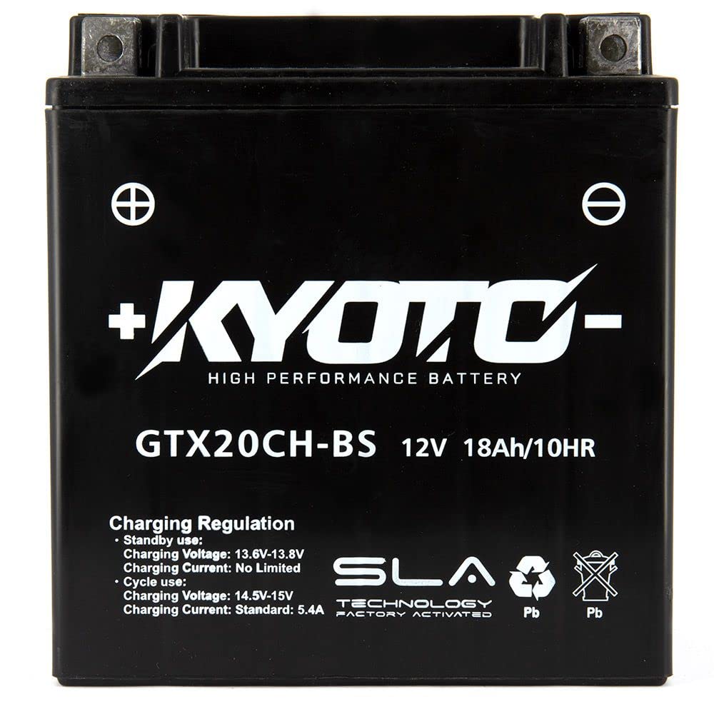 Motorradbatterie Kyoto SLA GTX20CH-BS (YTX20CH-BS) AGM - wartungsfrei - 12V 18Ah - Maße: 150x87x161mm passend für Suzuki M1800R Intruder 1800 2012 von kyoto