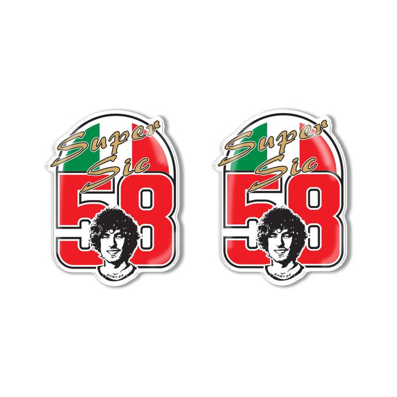 labelbike - 2 Exklusive motorrad-Harzaufkleber Marco SIMONCELLI SUPER SIC Tribute Tribute 58 von LABELBIKE