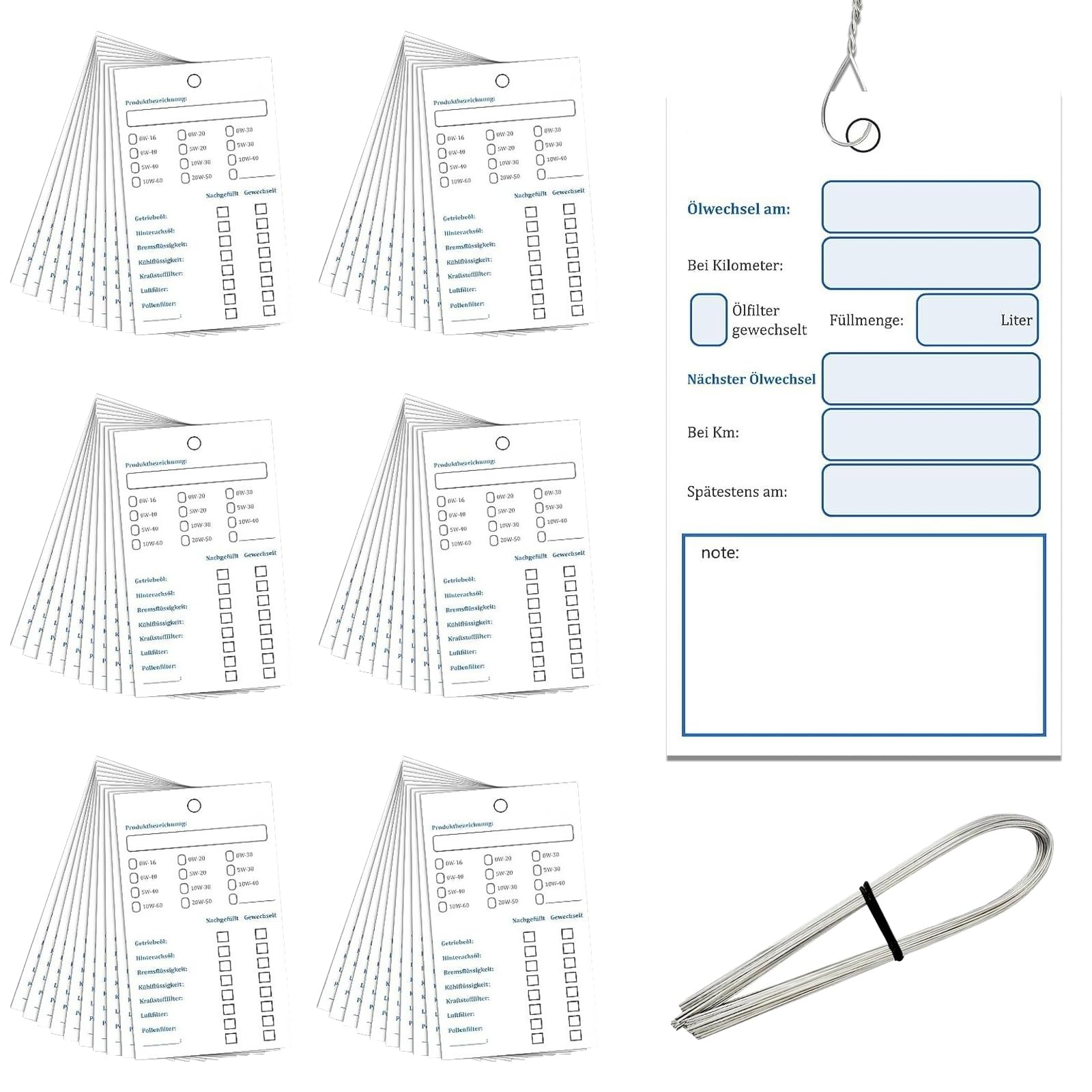lafo 60 Stück Ölwechsel Anhänger Öl Service Anhänger 6 x10cm Öl Schilder Ölwechselzettel mit Draht öLzettel öLwechsel Aufkleber Ölzettel Inspektionsanhänger von lafo