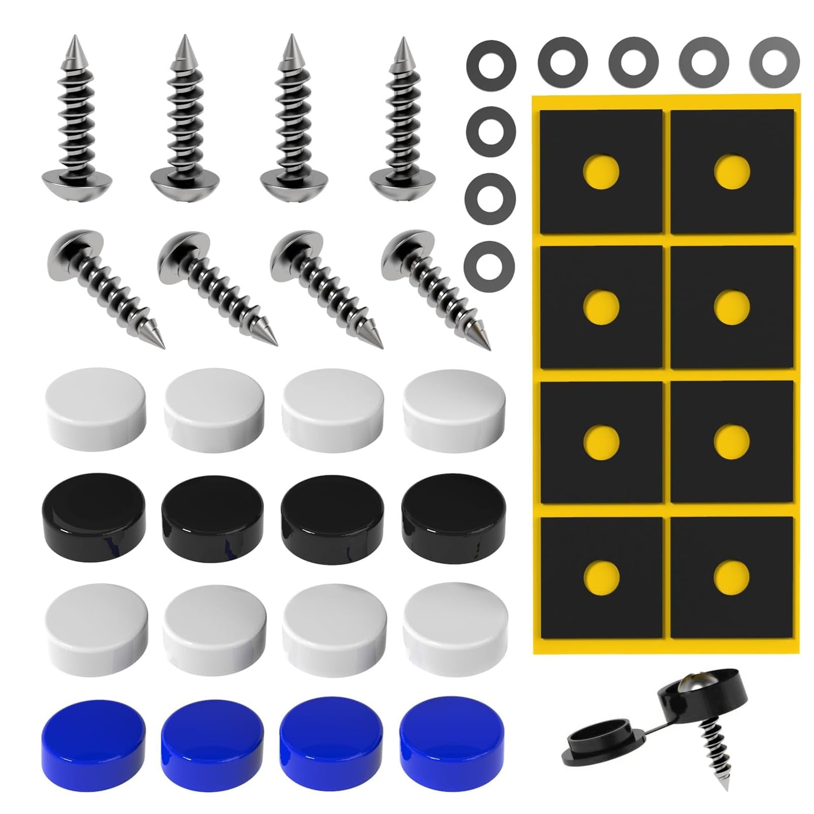 Kennzeichen Schrauben mit Kappen, Kennzeichen Schrauben Kennzeichenbefestigung, Nummernschildhalterung Auto von lafomukea