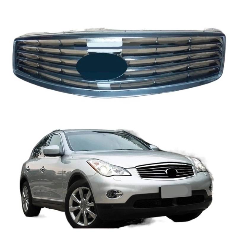 laiyonggr 1 Set Front Mesh Oberen Grill Auto Stoßstange Kompatibel for Infiniti EX25 EX35 QX50 2008-2013 Chrom Auto Zubehör ABS Kunststoff Racing Grill von laiyonggr