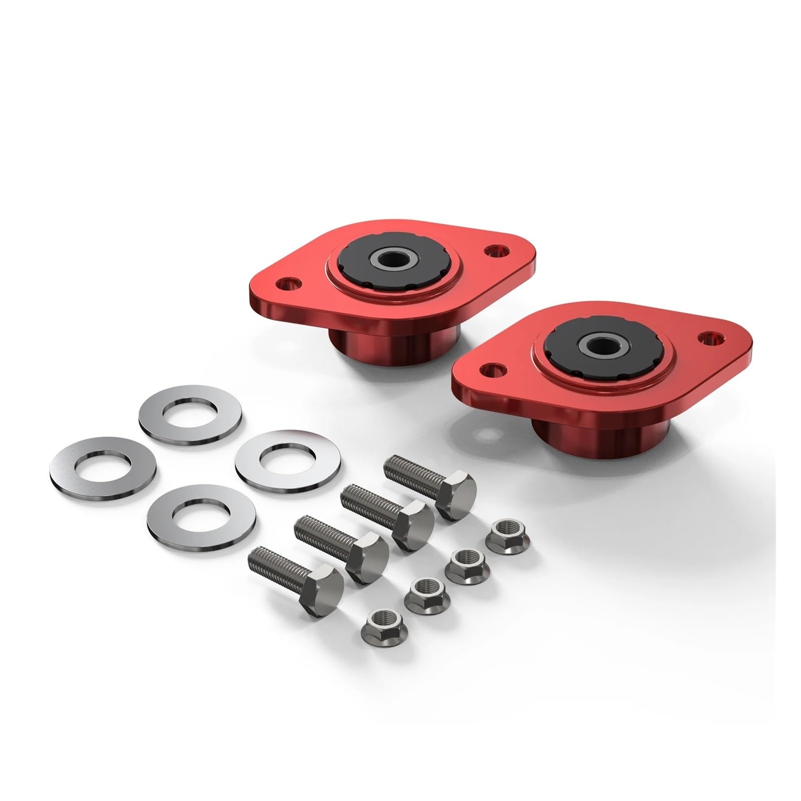 laiyonggr 10 mm Aluminium-Stoßdämpferhalterungen hinten, kompatibel mit BMW E30 E36 E46 Z3 Z4 M3 320i 325i 328i 330i (schwarz/rot)(Red1) von laiyonggr