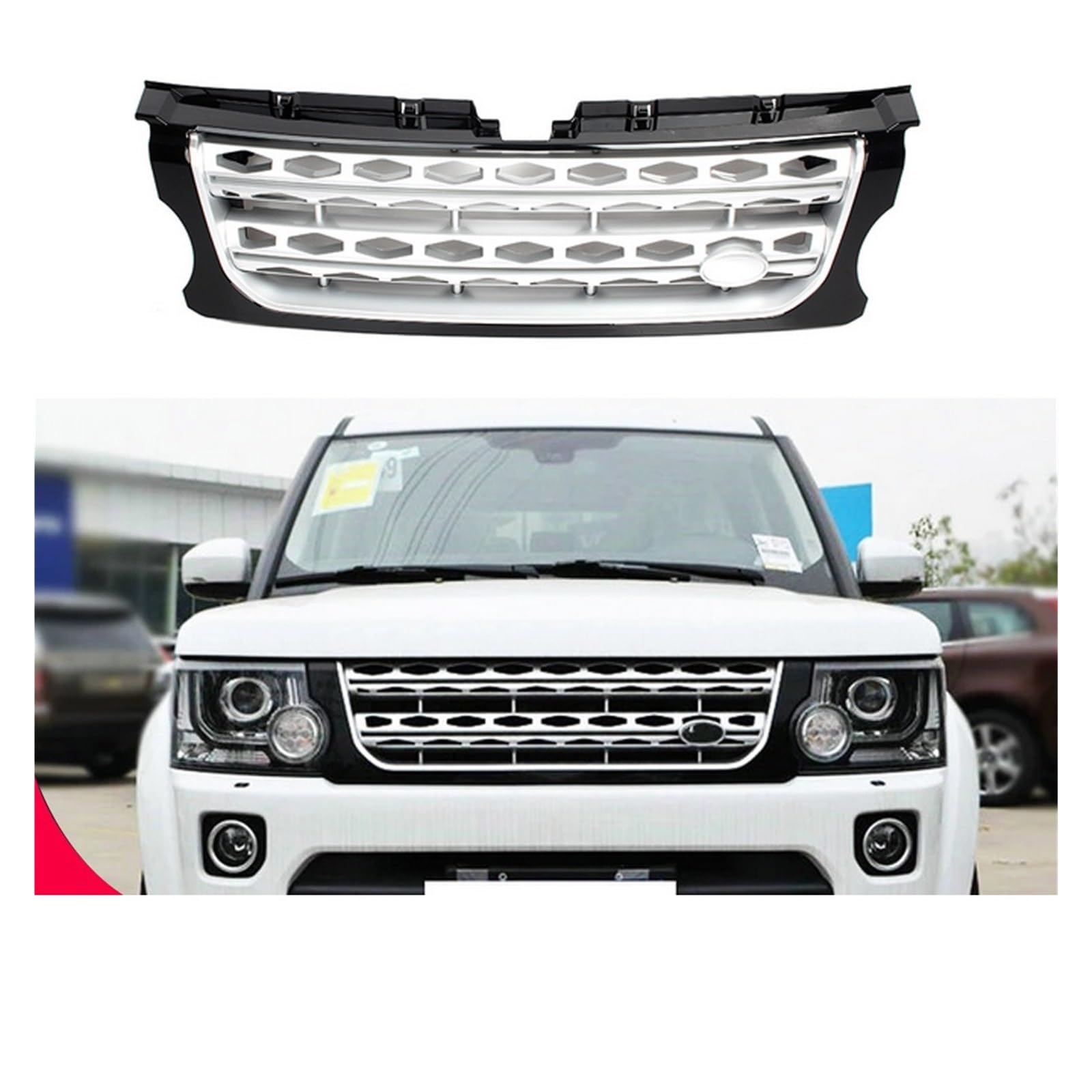 laiyonggr Auto Front Racing Grill Stoßstange Honey Comb Mesh Grille ABS Kompatibel for Land Rover Discovery 4 LR4 2014 2015 2016 LR057534 Alle Glänzend Schwarz(Verison 3A) von laiyonggr