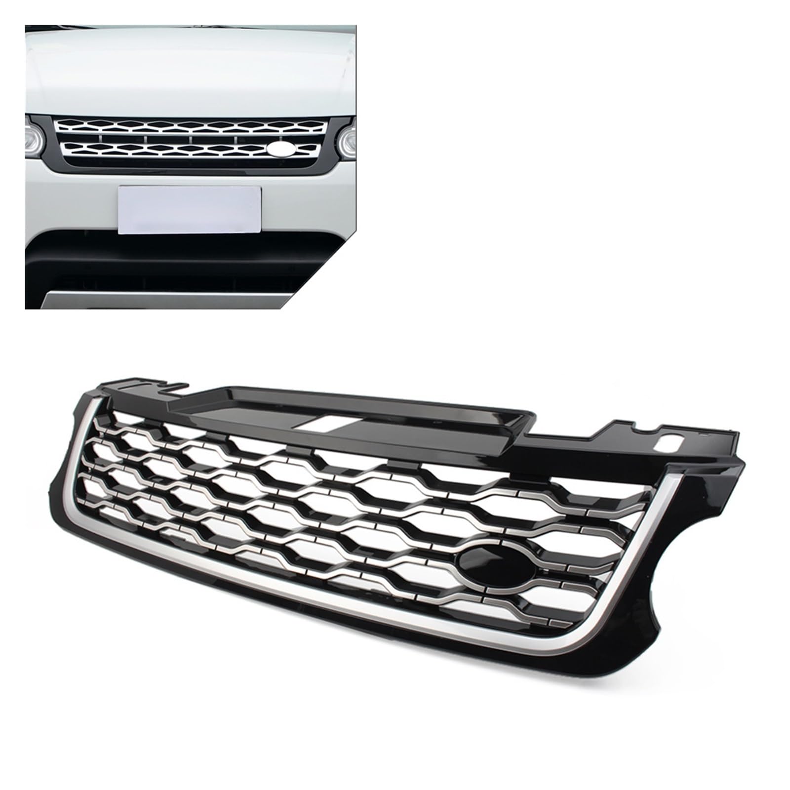 laiyonggr Auto Front Stoßstange Grill Lufteinlass Kühlergrill Kompatibel for Land Rover Range Rover Sport 2014 2015 2016 2017 LR116508 LR122959(Black Silver1) von laiyonggr