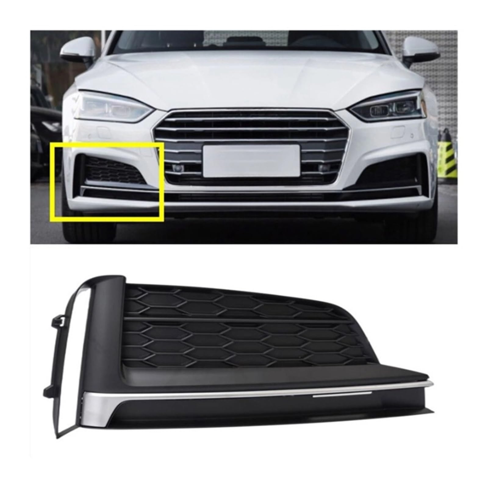 laiyonggr Auto Front Stoßstange Nebel Licht Kühlergrill Grill Abdeckung Zubehör Kompatibel for Audi A5 Sport S5 Sline 2017 2018 2019 2020 8W6807681F 8W6807682F(Right1) von laiyonggr