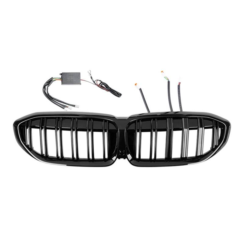 laiyonggr Auto-Frontstoßstangengrill, LED-Licht, komplett schwarz, Renngrill, kompatibel mit BMW G20 G21 G28 3er-Serie 330i M3 340i 2019–2021(LED1) von laiyonggr