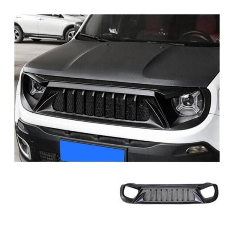 laiyonggr Carbon Fiber/ABS Auto Vorderen Stoßfänger Racing Grills Grille Um Trim Abdeckung Kompatibel for Jeep Renegade 2016 2017 2018(Matte blackA) von laiyonggr