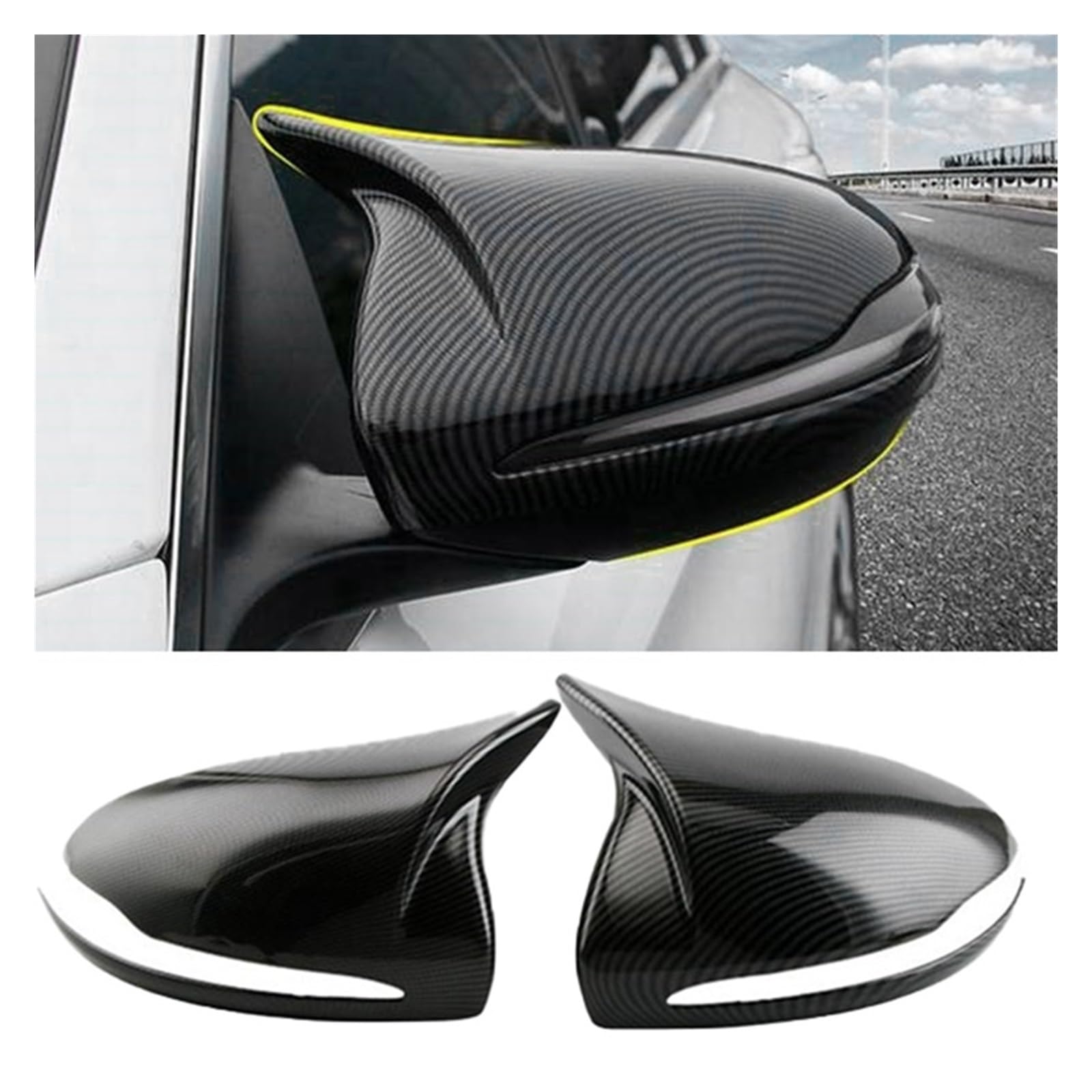 laiyonggr Carbon Fiber ABS Horn Stil Seite Rückspiegel Abdeckung Trim Kompatibel for Mercedes Benz BCES GLB GLC Klasse W205 w213 W253 von laiyonggr