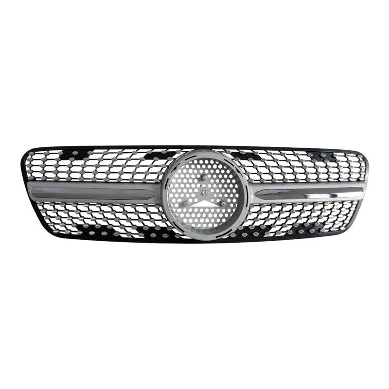 laiyonggr Frontgrill im Diamant-Stil, obere Stoßstangenhaube, Netzgrill mit Insektenschutznetz, kompatibel for Mercedes-Benz ML-Klasse W163 1999–2004(Silver1) von laiyonggr