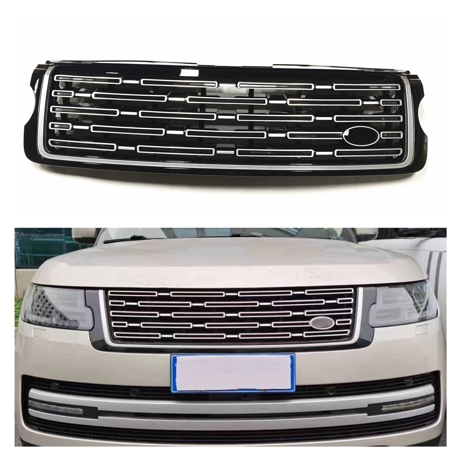 laiyonggr Frontgrill kompatibel for Land Rover Range Rover Vogue L405 2013–2017, Schwarz-Chrom, Auto-Oberstoßstange, Ansaughaube, Netzgitter, Renngrills von laiyonggr