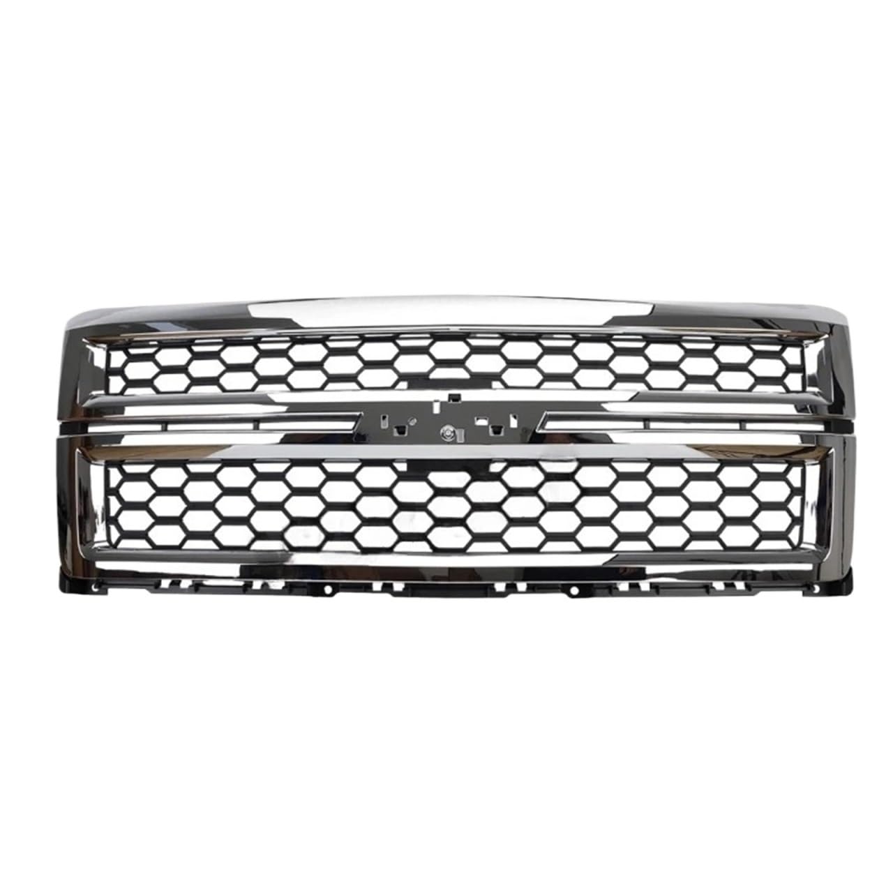 laiyonggr Frontstoßstangengrill, oberer Kühlergrill, kompatibel mit Silverado 1500 LT LTZ WT 2014 2015, Autozubehör, Chrom, Schwarz, Autoersatz(Chrome Black) von laiyonggr