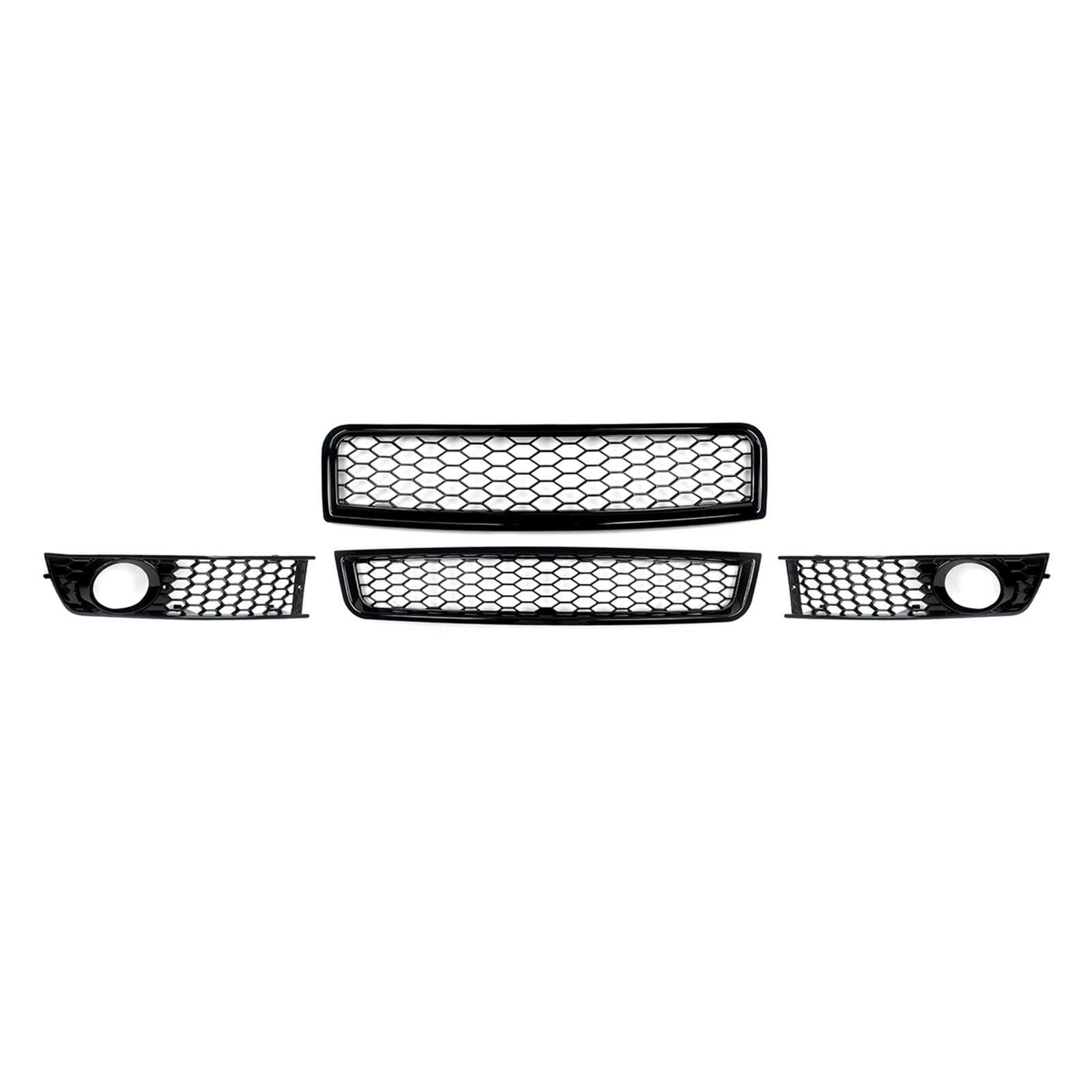 laiyonggr Kompatibel for Audi A4 B6 2002–05, schwarzer RS-Stil, vorderer oberer unterer Grill + Nebelscheinwerfergitter von laiyonggr