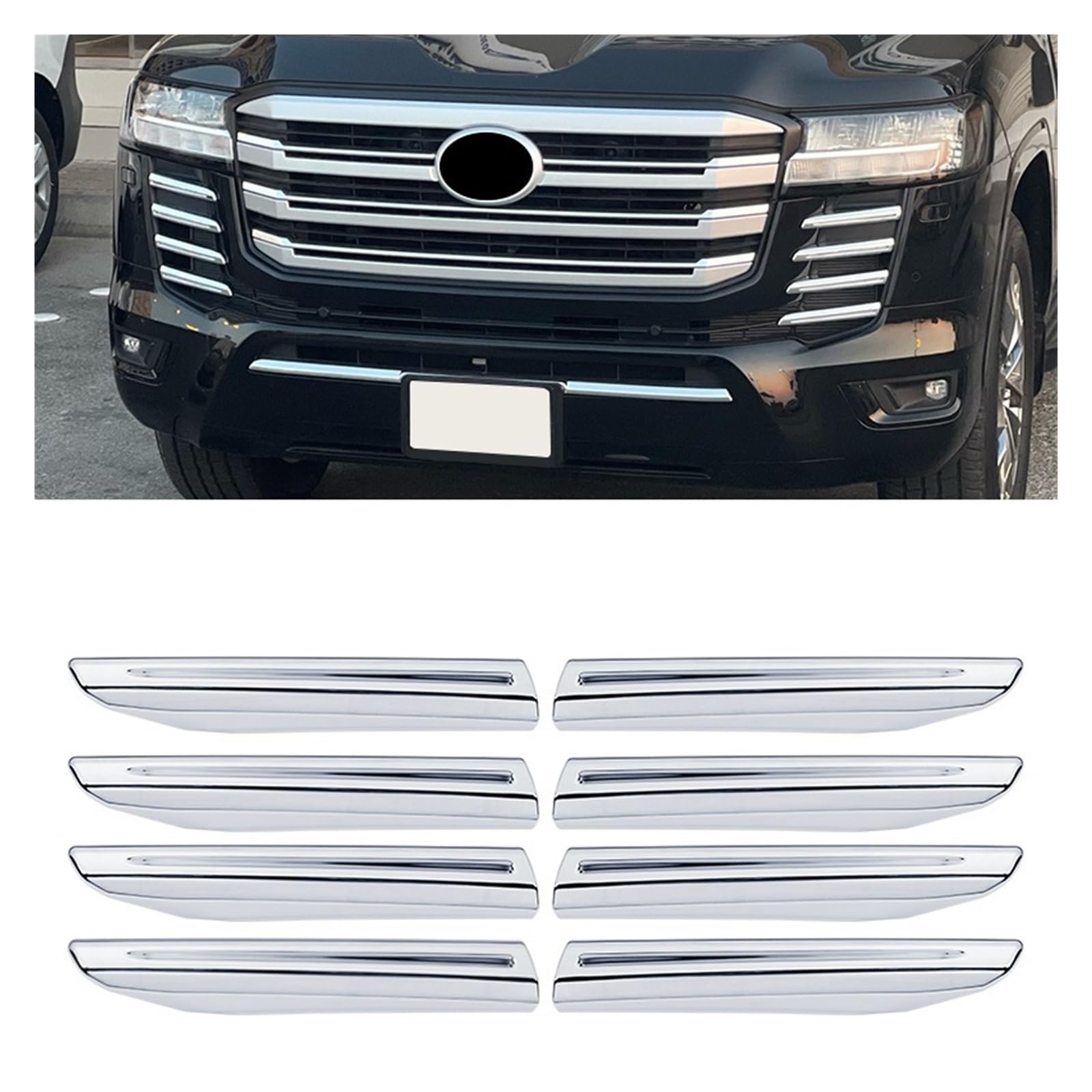 laiyonggr Kompatibel for Toyota Land Cruiser 300 Lc300 2022 2021 Frontgrill Außenzubehör Stoßstangendekoration Chrome Body Kit Tuning VXR GXR(Electroplating1) von laiyonggr