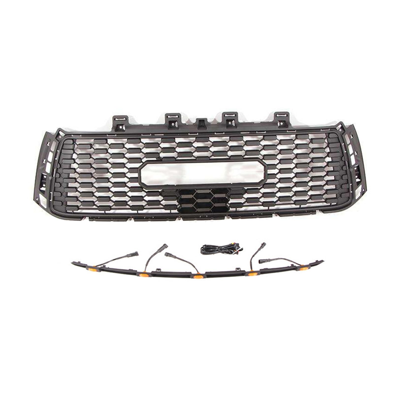 laiyonggr Kompatibel for Toyota Tundra 2007–2013. Ersatz-Fronthauben-Obergrill, Racing-Grills, ABS mit LED-Stoßstangengitter(with Upper Light Bar1) von laiyonggr