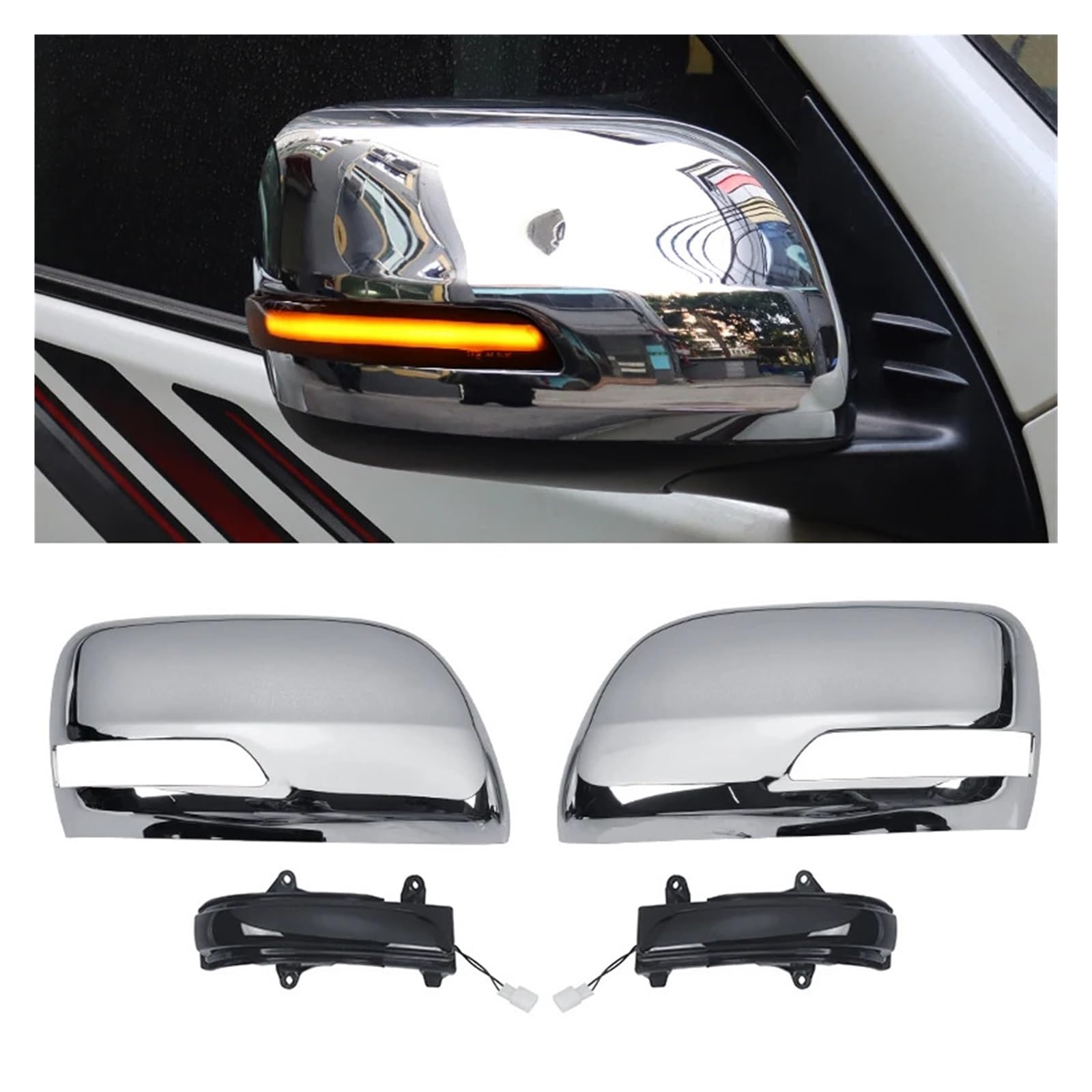 laiyonggr Rückspiegelabdeckung kompatibel for Toyota Land Cruiser 200 kompatibel for Prado 150 2008–2021 LC150 LC200 Modifikationszubehör LED-Blinker FJ150(Electroplating) von laiyonggr