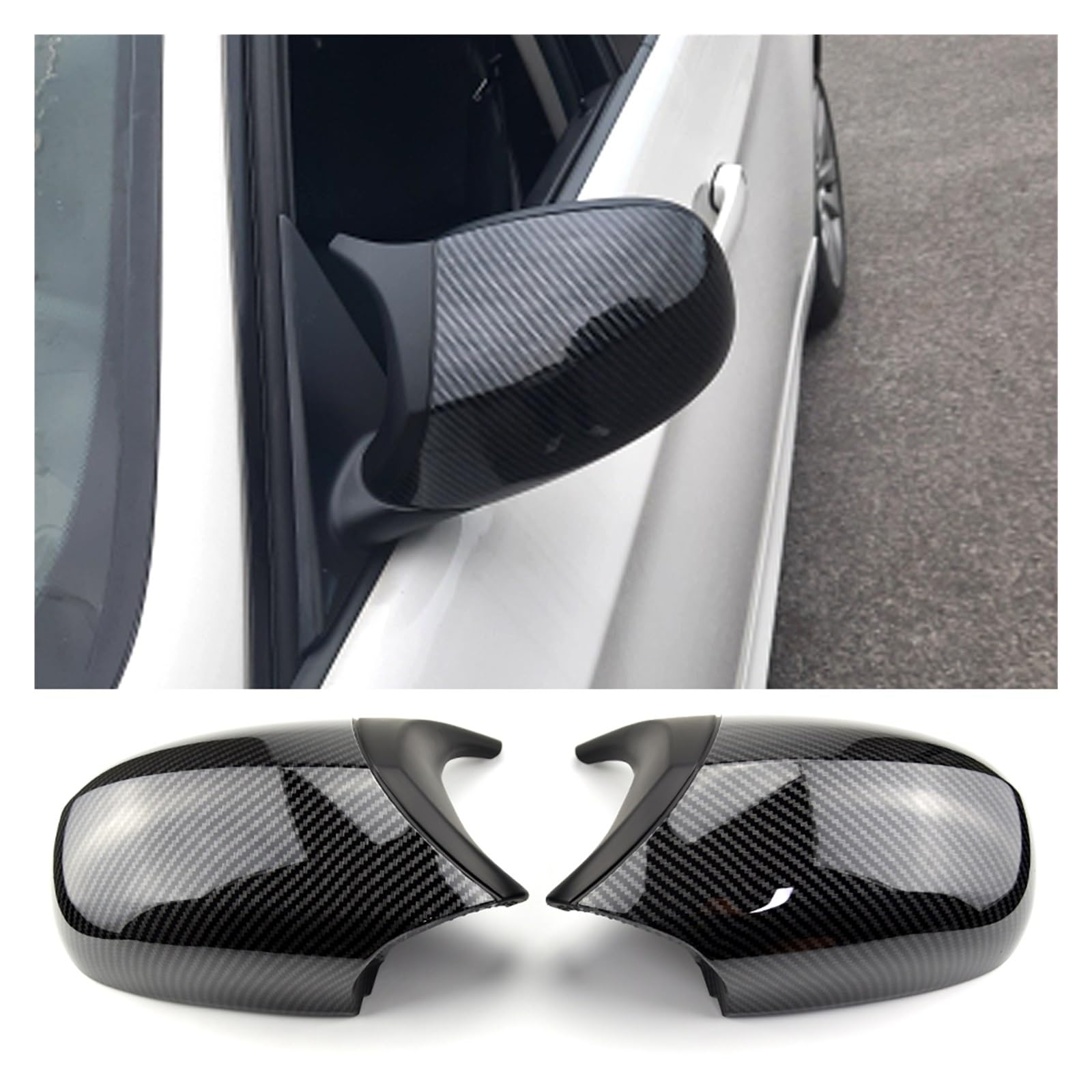 laiyonggr Seitenspiegel-Abdeckkappe, kompatibel mit BMW 3er-Serie E90 E91 E92 E93 LCI Facelifted Carbon Fiber Pattern & Black Rearview Mirror Shell(Carbon pattern) von laiyonggr