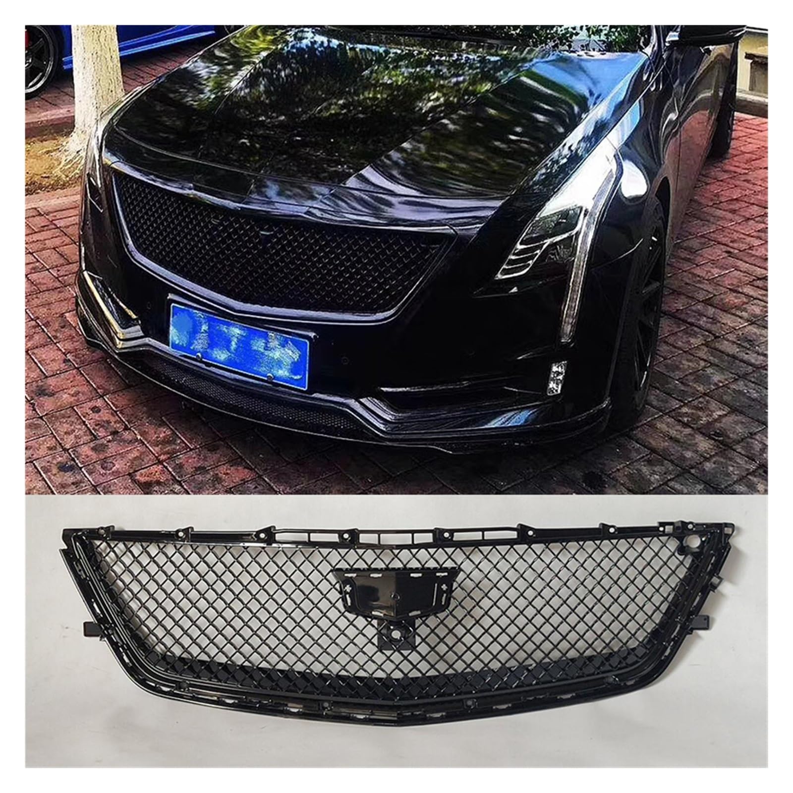 laiyonggr V-Stil vorne Sport Hood Racing Grill kompatibel for Cadillac CT6 2016–2017 Autozubehör kein Rahmen(Camera hole1) von laiyonggr