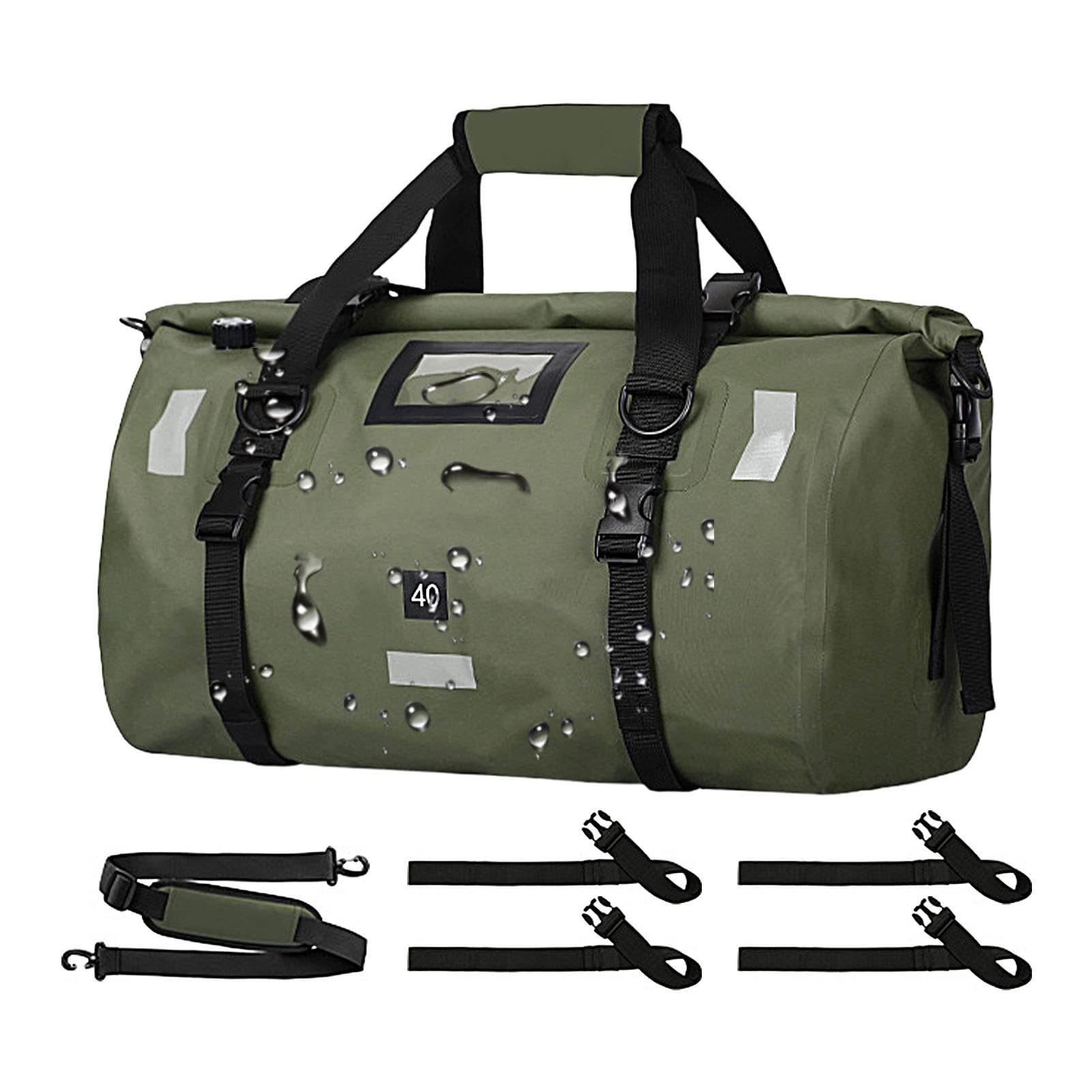 lanliflying Wasserdichte Seesack, 40L Wasserdichter Trockenrucksack, Satteltaschen, Heavy Duty Dry Duffle Bags, Dry Duffle Bags für Schwimmen, Camping, Reisen, Fitnessstudio von lanliflying