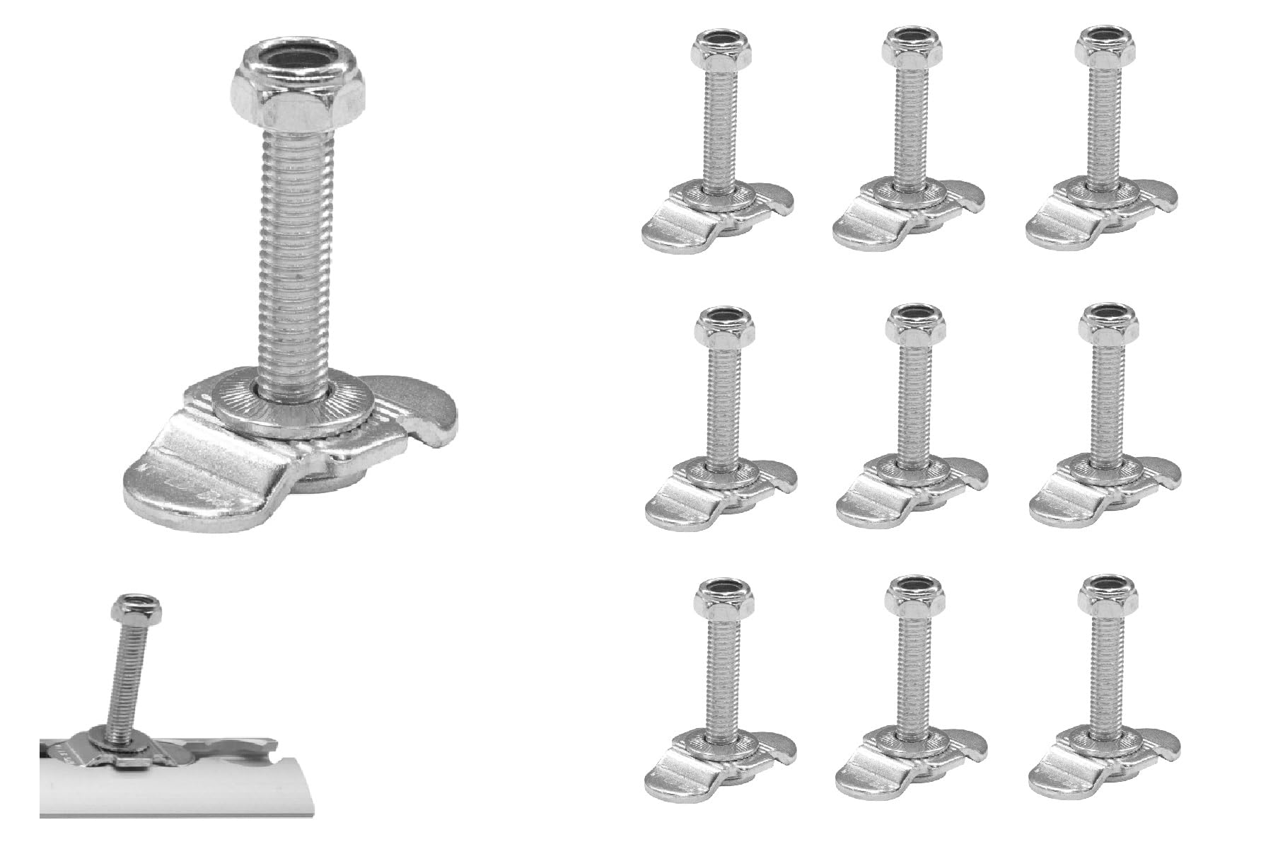 Lasiprofi Lasiprofi Schraub-Airline-Endbeschlag M8 x 40 | Set 10 | Stahl verzingt, Fixierungsbereich 0-30 mm | für Airlineschiene | Single Endbeschlag für Zurrschiene von lasiprofi