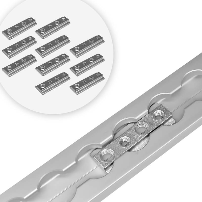 LASIPROFI - Nutenstein M6/M8 für Airlineschiene | Airlineschiene Fitting im 10er Set | zum Einschieben | Material: verzinkter Stahl | Größe: 50,5x18 x 5,5mm von lasiprofi