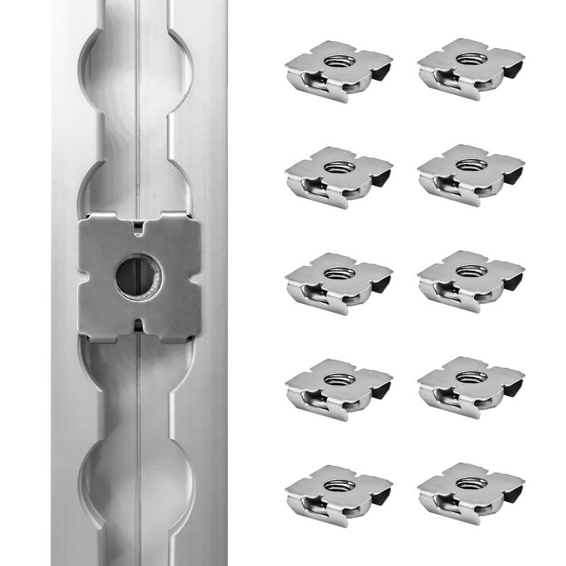 LASIPROFI - Zurrschienenmutter M8 für Airlineschiene | Airlineschiene Fitting im 10er Set, mit Clip zum Einsetzen | Belastbarkeit: 900kg (vertikal), 400kg (horizontal); Größe: 24,3 x 19,1 x 7,3mm von lasiprofi