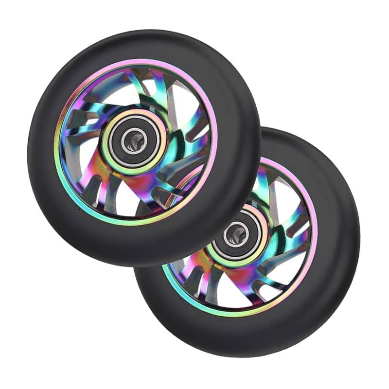 lcyen 2 Stück 110 mm Stunt Scooter Ersatzräder 110 x 24mm Pro Scooter Neo Rädern - mit ABEC-9 Lager, Reifen Kick Roller Räder für meisten Stuntscooter und Kickscooter von lcyen