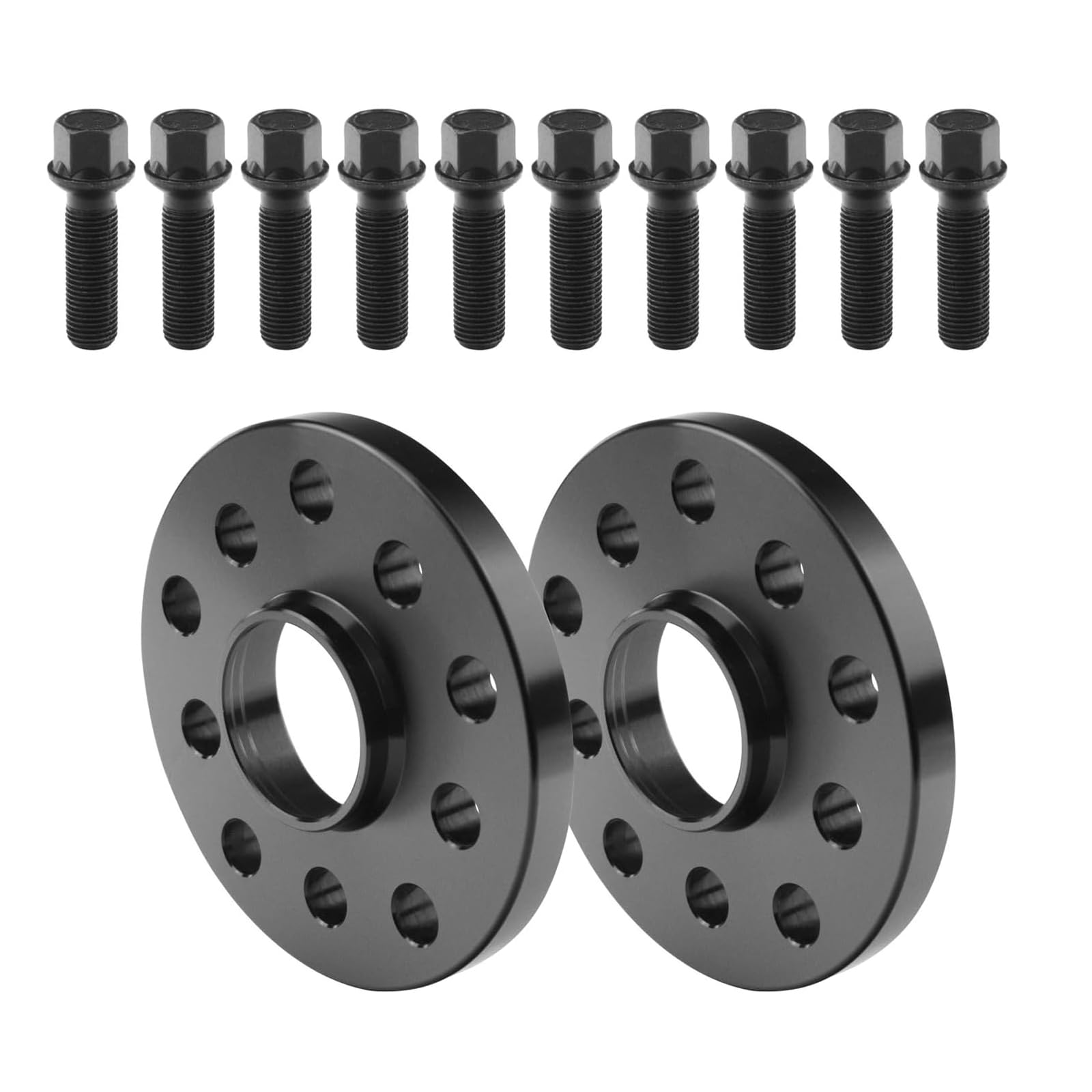 lcyen 2 Stück 15mm Spurverbreiterung Spurplatten Set mit Schrauben Schwarz M14x1.5 spurverbreiterung 5x112 für VW Golf Passat Magotan Sagitar Bora Audi A4 A5 A6 A7 von lcyen